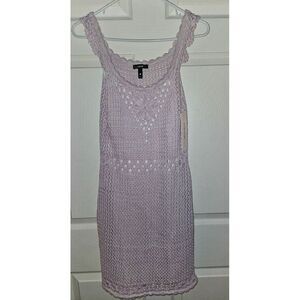 AQUA Marled Crocheted‎ Sleeveless Dress Women's Small Lavender/White lined